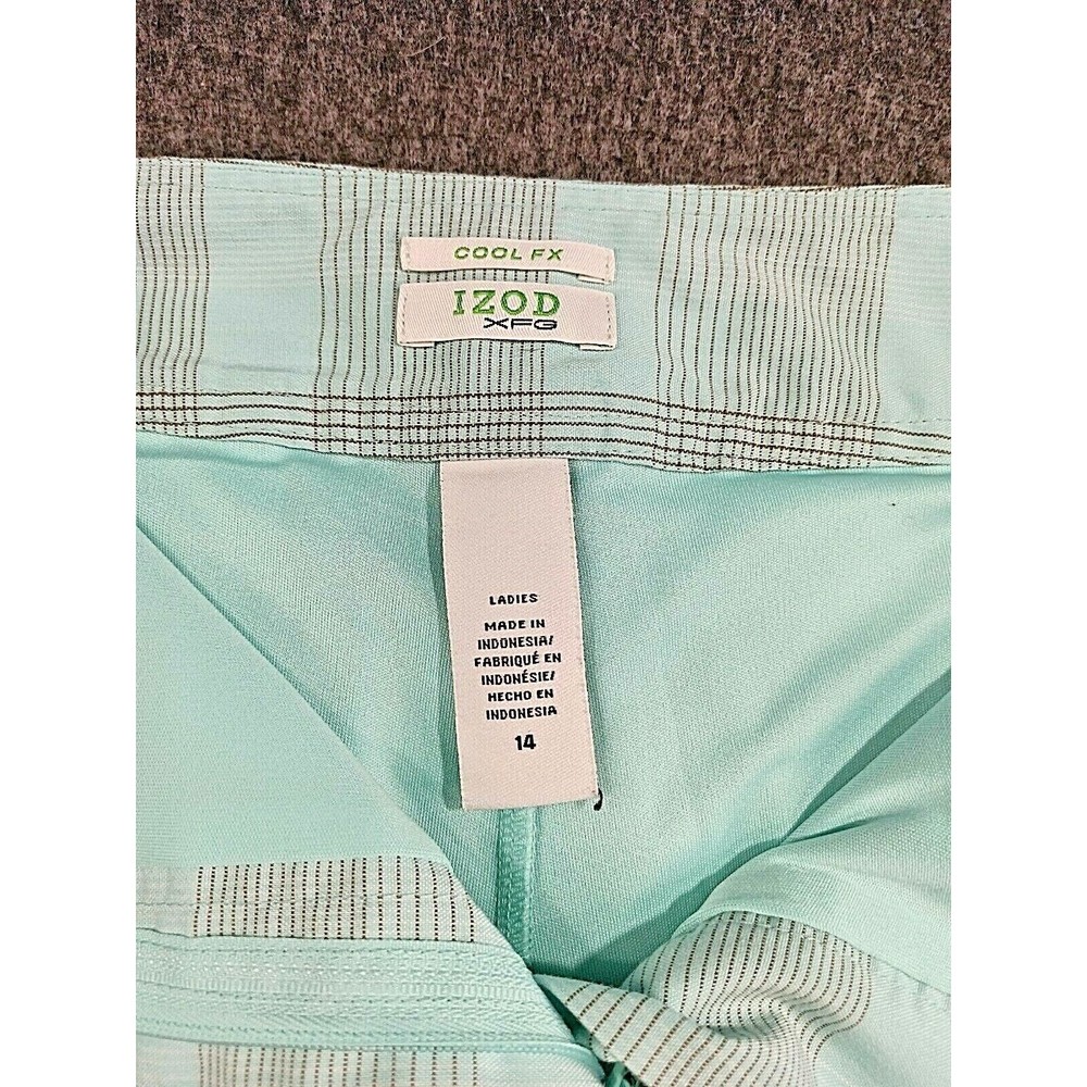Izod XFG Cool FX Tennis Skirt Skort Mint Green Geometric Design Womens Size 14 - Picture 4 of 6